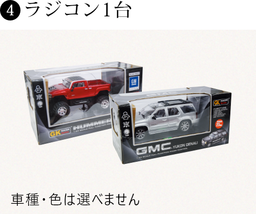 ラジコン1台(車種・色は選べません)